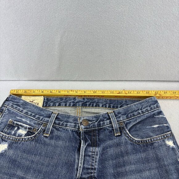 Hollister Men’s Distressed Straight Leg Jeans W34 L34 Medium Wash Button Fly - Picture 6 of 11